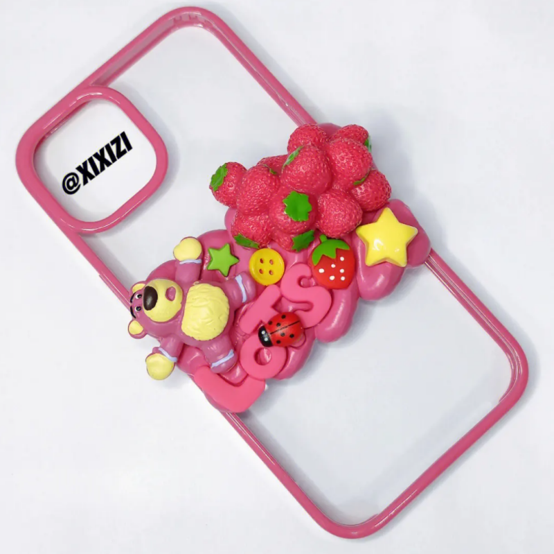 奶油胶手机壳图片粉色系 diy奶油胶手机壳2024新版