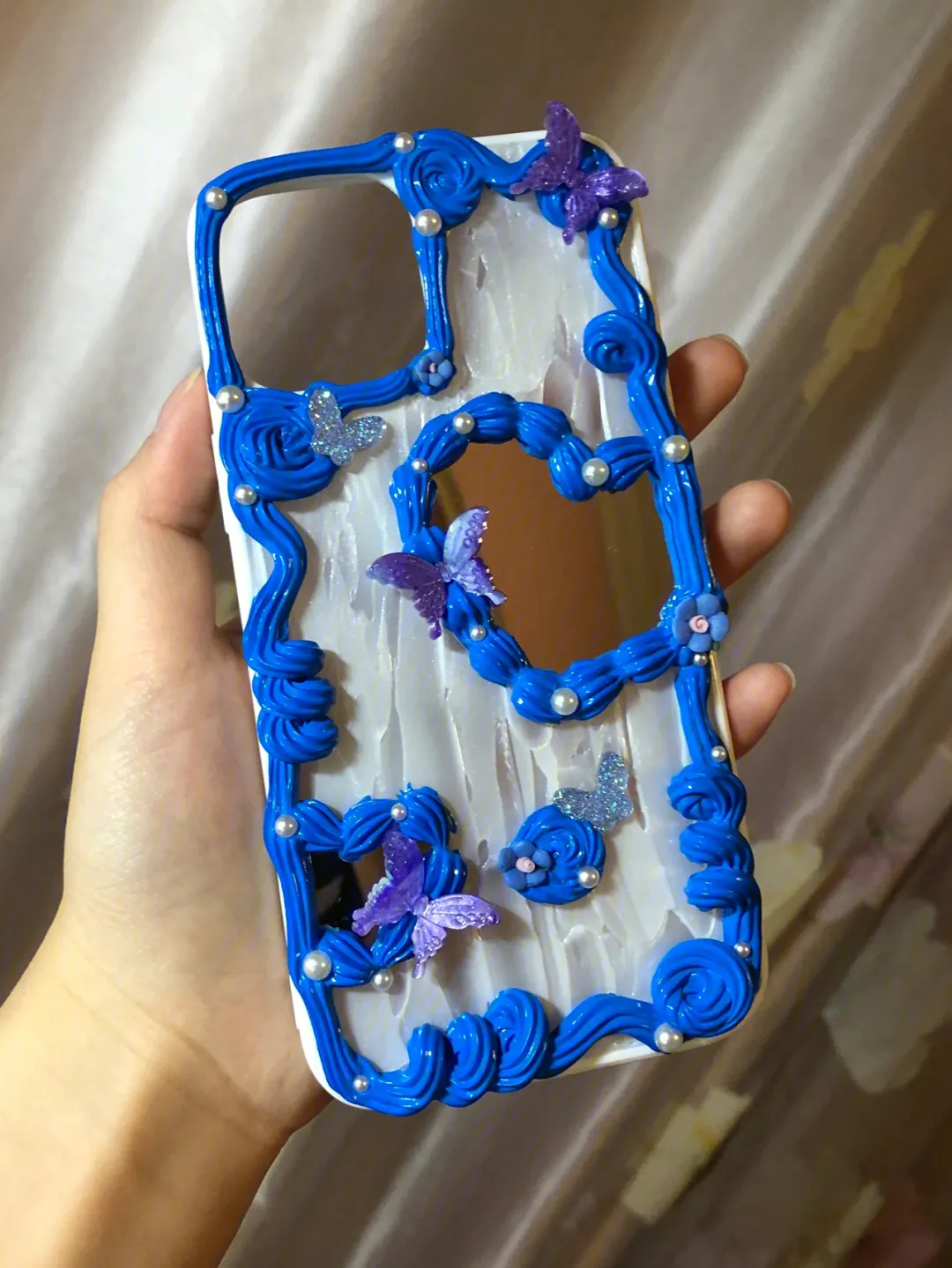 奶油胶手机壳款式图蓝色 4月奶油胶手机壳成品图