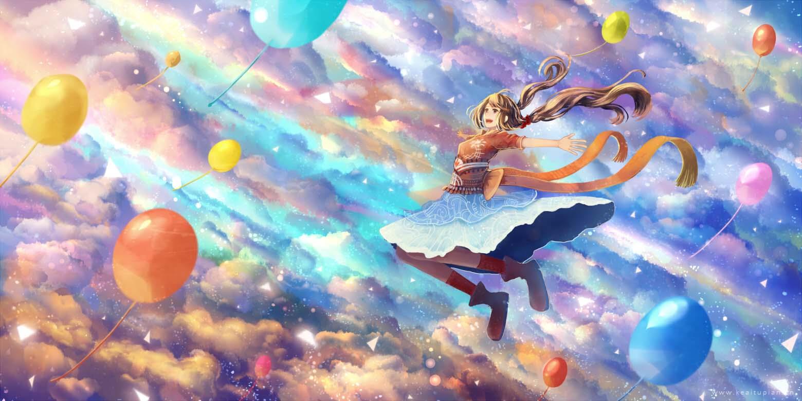 少女伴着气球升空 P站精选美图特辑 二次元动漫福利壁纸