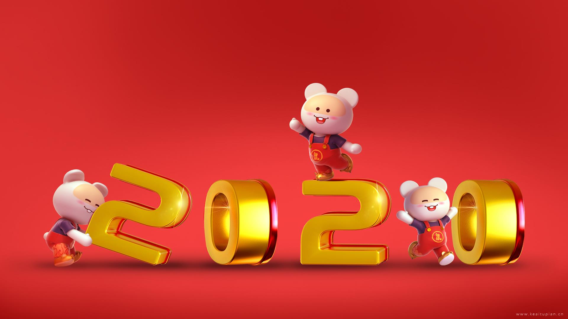 2021年笨笨鼠贺岁鼠年红色喜庆高清桌面壁纸影片