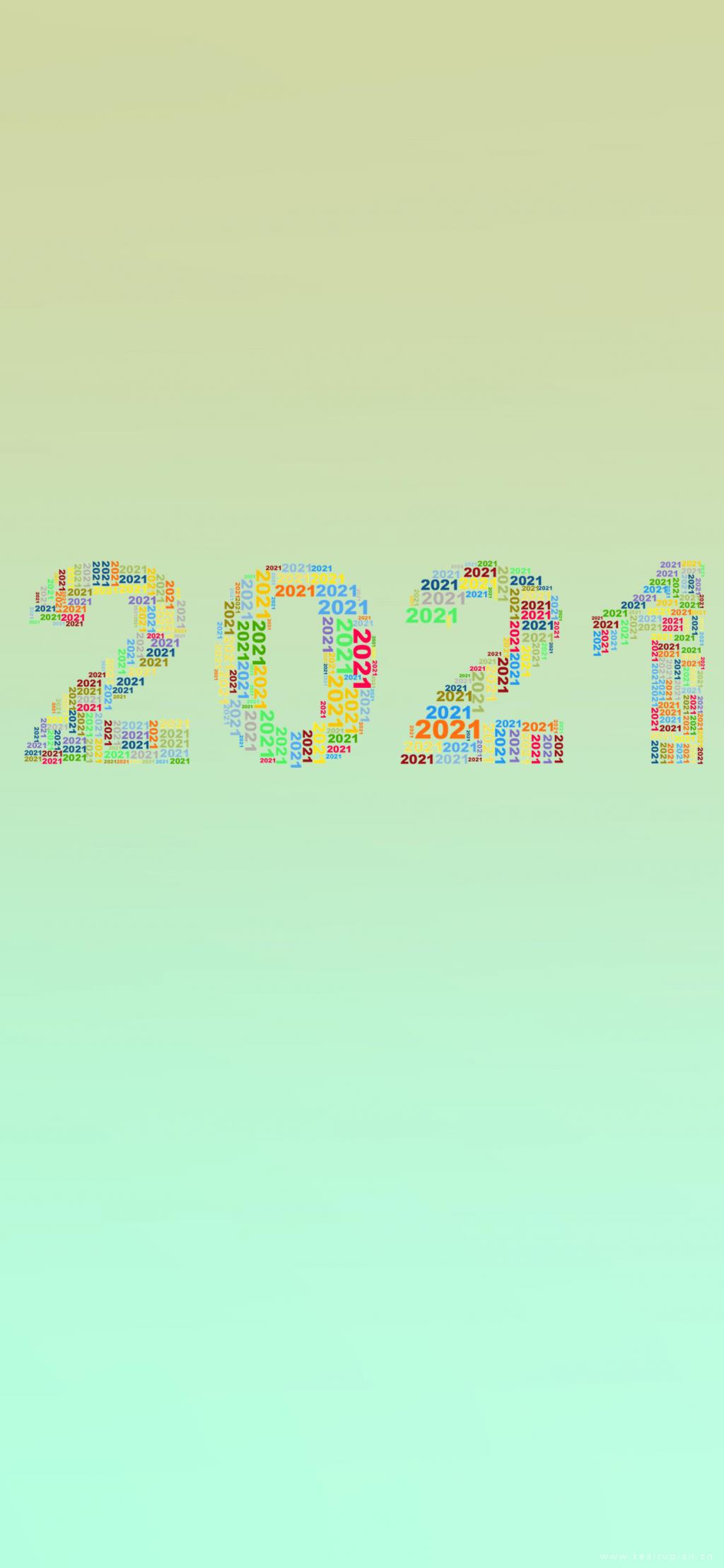 最新2021简约数字渐变高清海壁纸图片