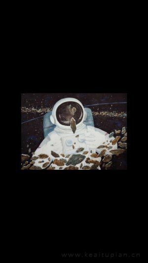 漂亮月球宇航员情侣卡通简约背景壁纸图片