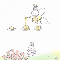 可爱小兔子卡通风格Q萌超长壁纸